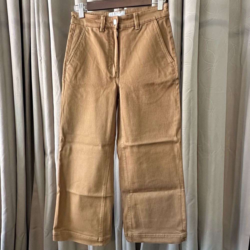 Everlane Wide Leg Crop Pant, Khaki, Size 4